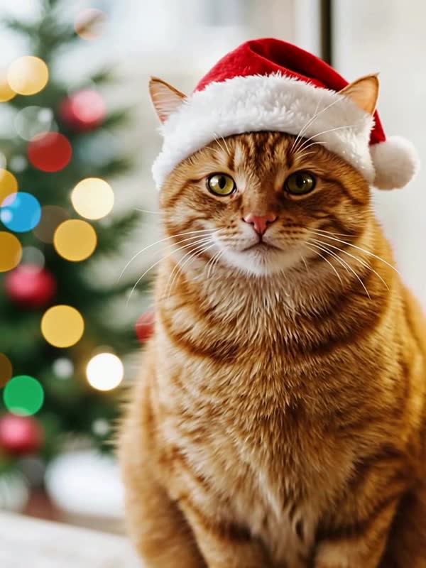 Cat Christmas AI example made from a single pet photo