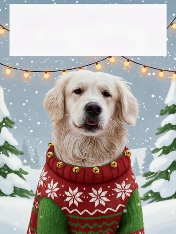 Pet Christmas Card AI example made from a single pet photo