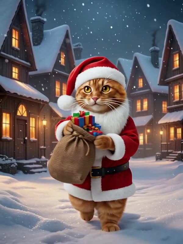 Pet Santa AI example made from a single pet photo